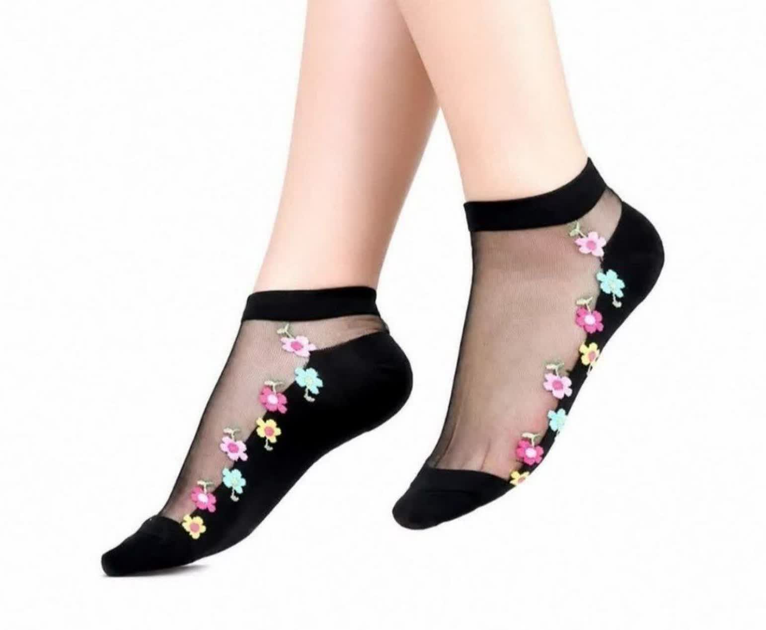 جوراب شیشه ای گل دار